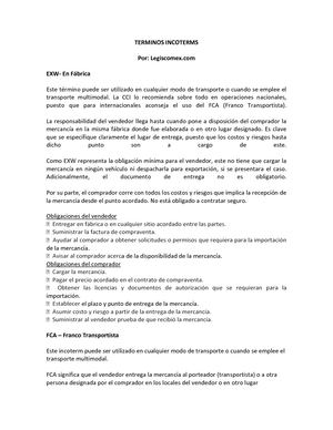 Terminos Incoterms Legiscomex