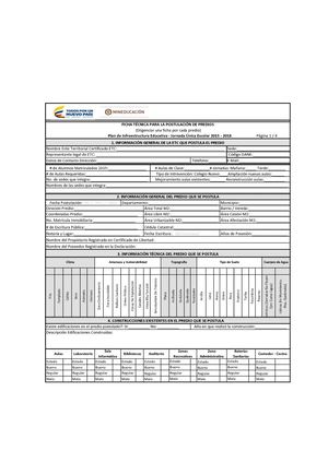 Ficha Tecnica Postulacion De Predios