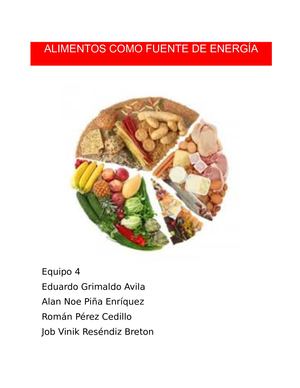 Alimentos Como Fuente De Energia