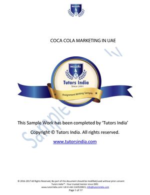 Coca Cola Market Research Assignment In UAE - Tutors India