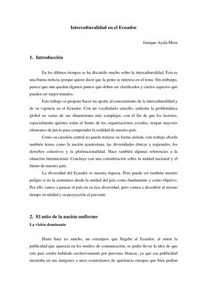 Interculturalidad En El Ecuador