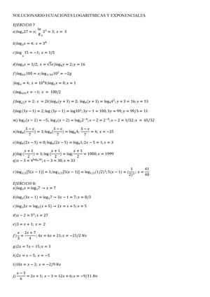 Solucionario Ecuaciones Logaritmicas Y Exponenciales