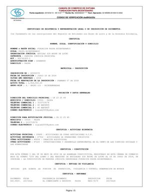 Certificado de Existencia Paipa Bicentenario