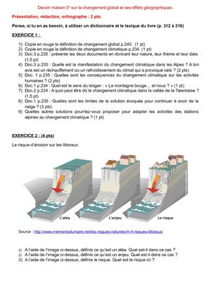 Devoir Maison 5e - Le Changement Global Et Ses Effets Géographiques