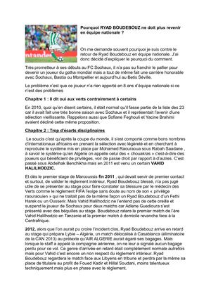 Pourquoi Ryad Boudebouz Ne Doit Plus Revenir En éQuipe Nationale
