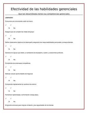 Encuesta Efectividad De Las Habilidades Gerenciales