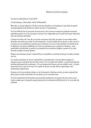 Rédaction Moment Marquant