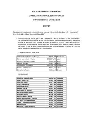 Certificado Representante Legal