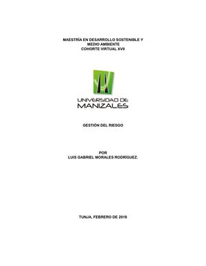 La Gestion Del Riesgo En El Municipio De Tunja