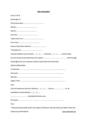 Arsa Kira Sözleşmesi