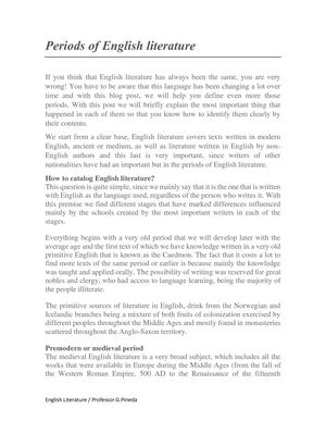Periods Of English Literature