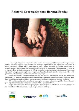 Relatório Circulação Exposição Cooperação Como Herança Escolas