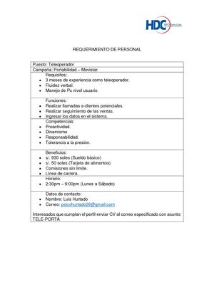 Perfil Hdc Bpo Services - MAYO 2018