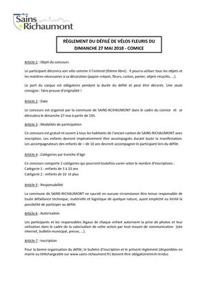 Règlement Concours De Vélos Fleuris
