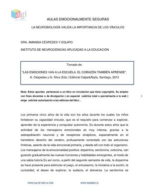 Aula Emocionalmente Seguras. Dra. Amanda Céspedes