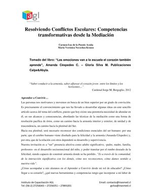 Resolviendo Conflictos Escolares. Verónica Necochea Y Carmen Luz De La Puente