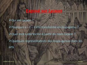 éXposé Sur Lycaon Mme Chauvineau