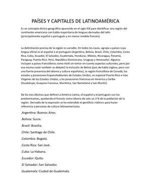 Países Y Capitales De Latinoamérica