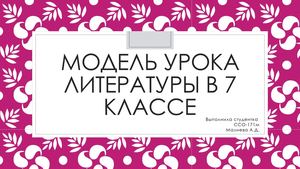 МОДЕЛЬ УРОКА 7 КЛАСС