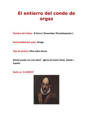 El Entierro Del Conde De Orgaz