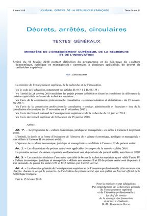 Bts Programme Cult Eco Jurid Manag - Reforme