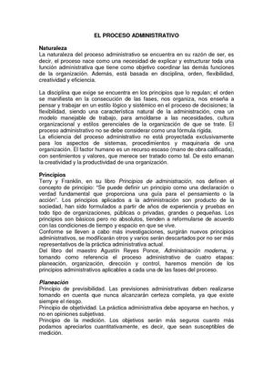 Naturaleza Y Principios Del Proceso Administrativo