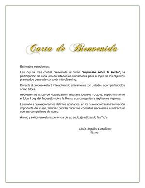 Carta De Bienvenida