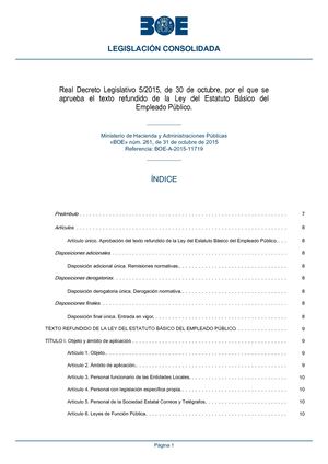 Estatuto Básico Del Empleado Público (Ebep)