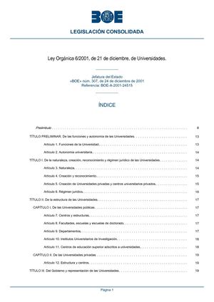 Ley Orgánica De Universidades (Lou)