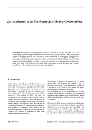 Los Comienzos De La Enseñanza Asistida Por Computadora