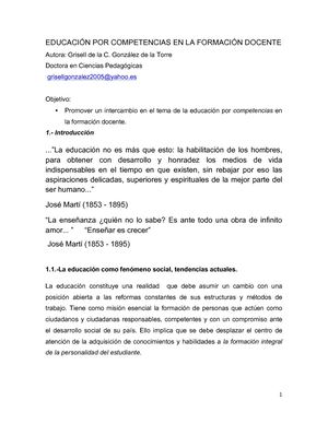 La Educacion Por Competencias En La Formacion Docente