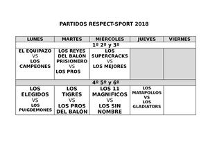 Partidos Respect Semana 7 11mayo