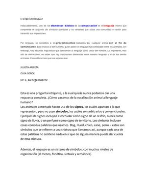 El Origen Del Lenguae