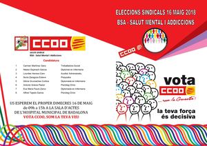 Triptic CCOO Eleccions BSA SMiAD 16 de Maig 2018
