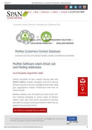 Highly Targeted McAfee Users List