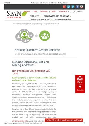 NetSuite Customers List