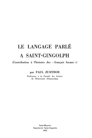 Le langage parlé à Saint-Gingolph