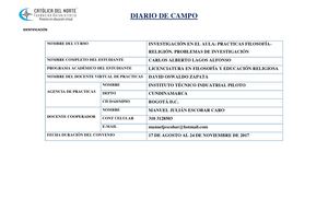 Diario De Campo Carlos Alberto Lagos Alfonso