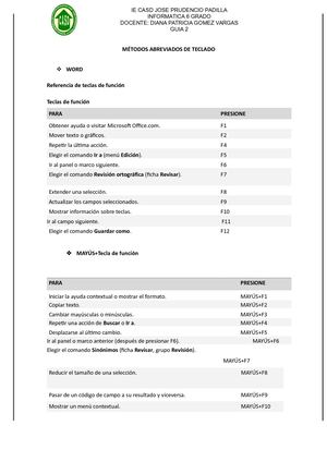 Métodos Abreviados De Teclado Guia 2