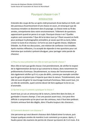 Interview Chasse