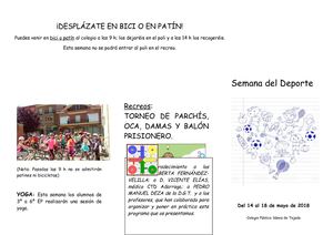 Tríptico Semana Del Deporte 2018