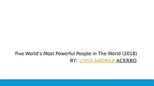 World's Most Powerful People By Livio Andrea Acerbo