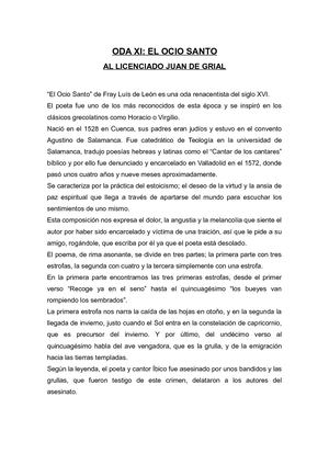 Oda El Ocio Santo-Fray Luis de León