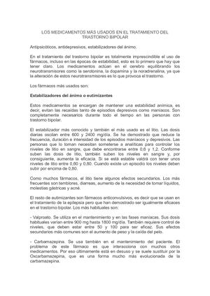 Los Medicamentos Más Usados En El Tratamiento Del Trastorno Bipolar