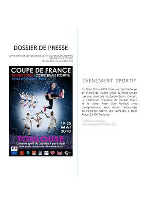 Dossier De Presse | Coupe de France 2018 Double Dutch