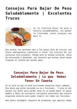 Consejos Para Bajar De Peso Saludablemente
