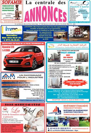 La Centrale des Annonces N° 1403 Semaine du 06 au 12 Mai 2018 - Prix 25 DA. ISSN 1111 - 4223
