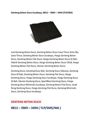 Jual Genteng Cor Beton, 0812 - 3969 - 3494 (WA)