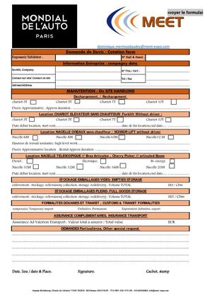 Bon De Commande - Order Form Meet