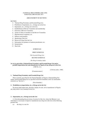 National Drug Formulary And Essential Drugs List Act